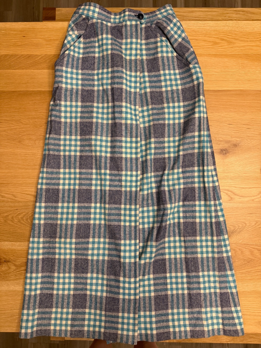 Pendleton Teal and Gray Lavender Plaid Wool Maxi Skirt